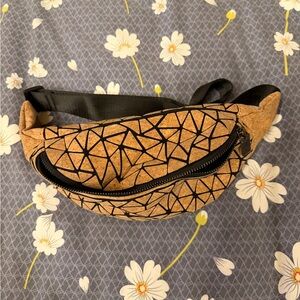 Geometric Cork Waist Bag - Black Trim Handmade